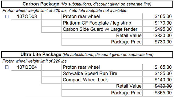 Quickie Xenon² Folding Wheelchair - Packages