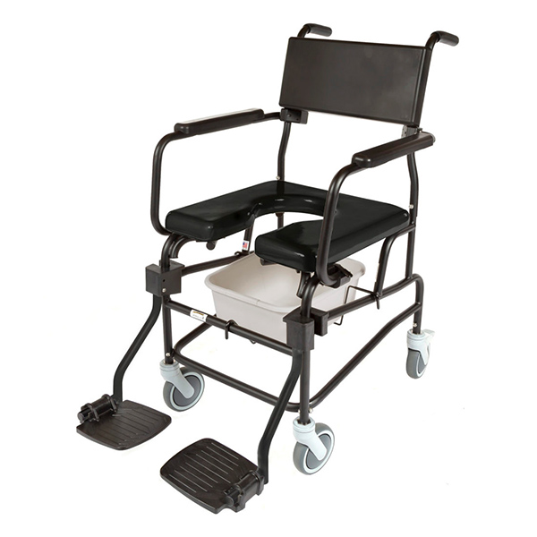 ACTIVEAID 600 Series Stainless Steel Shower/Commode Chair w/5" Casters