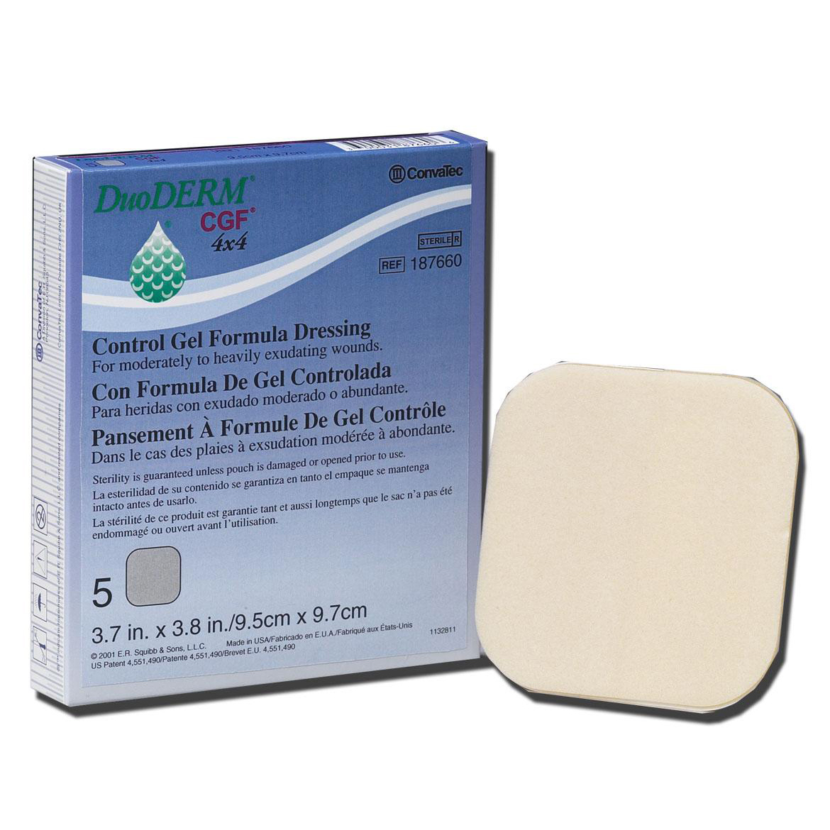 DuoDERM CGF Control Gel Formula Dressing - 4 x 4 - Sterile  Box 5