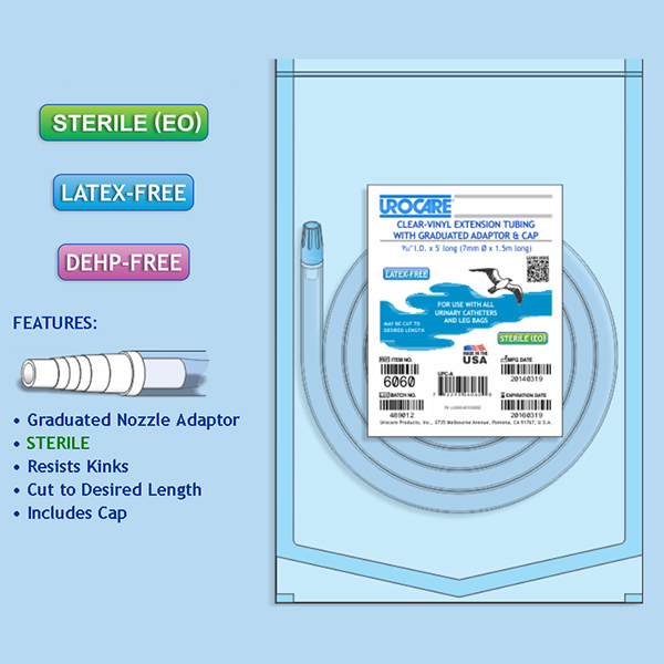 Urocare Clear Vinyl Drainage Tubing 60" long, 9/32" I.D