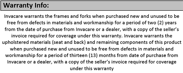 Top End NRG Racing Wheelchair - Warranty